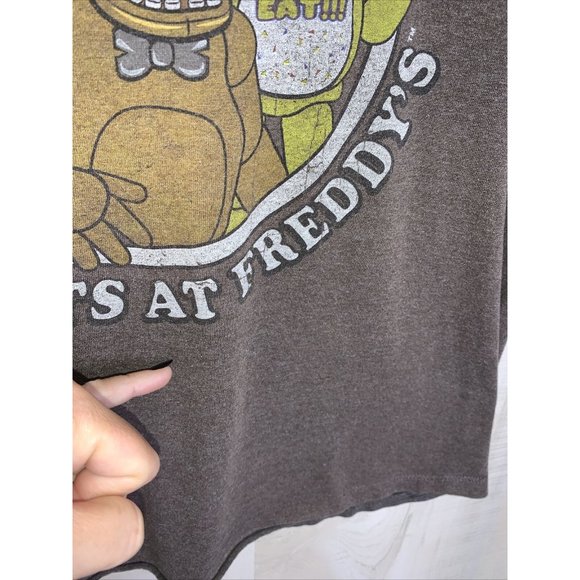 Five Nights At Freddy’s Distressed Graphic Brown T Shirt Boys Large 10/12-11852 - Picture 4 of 11